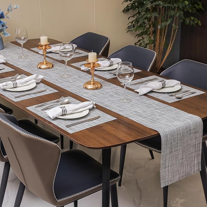 Myir JUN Table Runner, Vinyl Table Runner Indoor Arbitrarily Cropped Runner for Table Heatproof for Home Party (B-Gray, 12 x 94 inch)