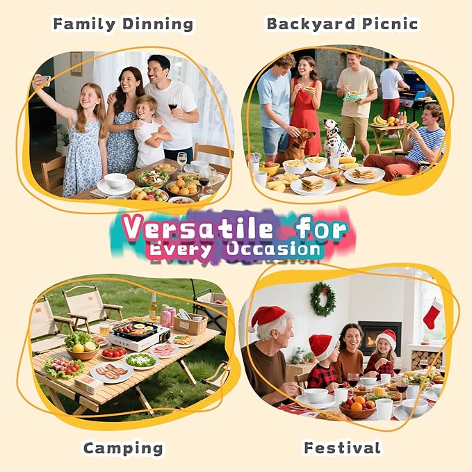 Wheat Straw Plates and Bowls Sets of 16竊똗nbreakable Dinnerware Sets for 4, Microwave & Dishwasher Safe Kids Dish Set for Kitchen, Outdoor, Camping, Party, RV- White