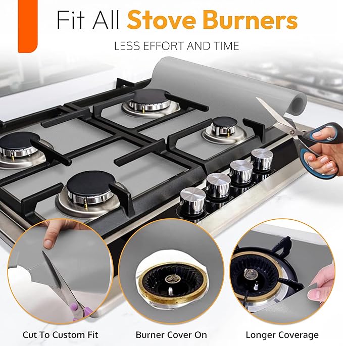 Silver Teflon Liner Roll for Ovens, Stovetops & Grills (75??x 17?? - Cut to Custom Fit - Versatile Non-Stick Teflon Mat, Can Use As Oven Liner, Grill Mat, Stovetop Cover, Baking Sheet, etc.