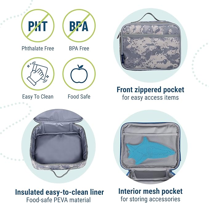Wildkin Kids Insulated Lunch Box ??Durable and Reusable for School & Travel - Digital Camo