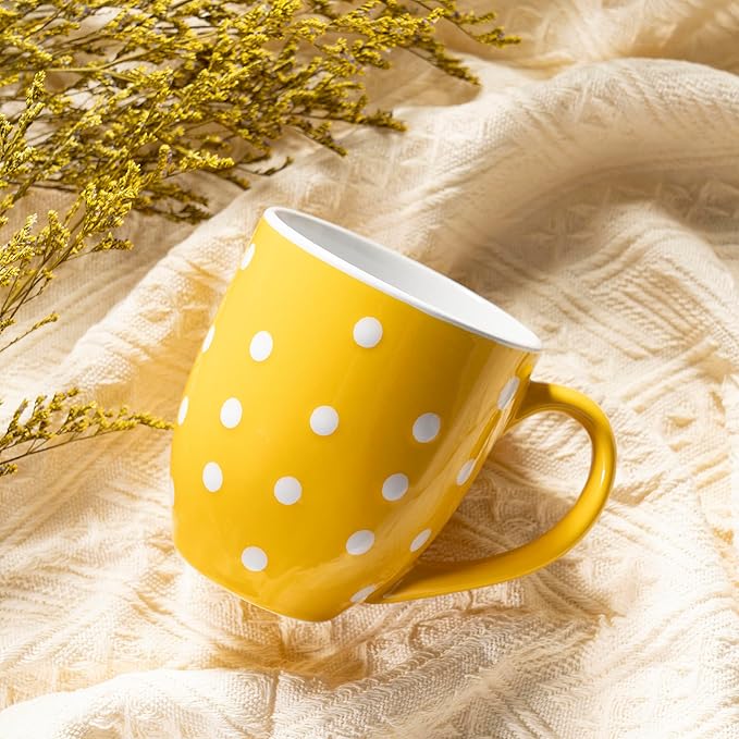 bestone Coffee Mugs Set of 6竊?7 oz Large Coffee Mugs, Ceramic Mugs with Handles,etc Coffee Mugs, Cups for Coffee Cereal Latte 竊똌icrowave & Dishwasher safe竊똙ibrant Colors