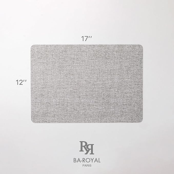 Baroyal Faux Leather Placemats Set of 6 Vinyl Washable Wipeable Table Mats for Kitchen Dining Table Heat Resistant Waterproof Modern Indoor/Outdoor Placemats Non-Slip Easy Clean Place Mats (Mid Gray)