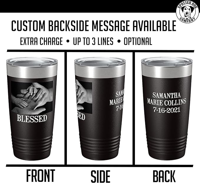 Personalized 20oz (17 Colors) Photo Picture Printed Insulated Stainless Steel Powder Coated Tumbler with Lid ??Customized Mother's Day Gift Gift for Him Men, Custom Coach Gifts Team Mom Dad (Black)
