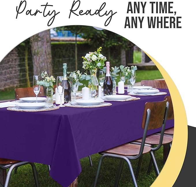 Exquisite 66% Thicker Premium Plastic Table Cloth Rectangle Table Cover 0.5 Mil 24 Pack Purple Table Cloth 54 Inch x 108 Inch Disposable Tablecloth Won't Tear Easily Like Cheap Thin Brands