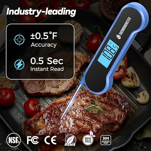 0.5 Sec Instant Read Meat Thermometer Digital with 짹0.5??Precision, Food Thermometer for Cooking Kitchen Gadgets, Oven Grill Candy BBQ Essentials Accessories, Gifts for Him Dad Men Birthday, Blue