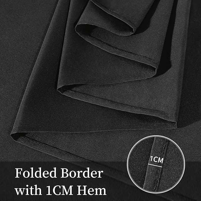 Easy-Going 6 Pack Black Tablecloths 90 Inch-Round for 6 Ft Round Table, Washable Polyester Waterproof Stain Resistant Table Cloth, Decorative Table Cover for Kitchen, Dining Tables, Events