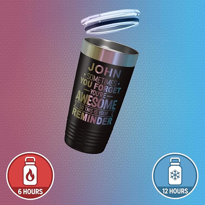 Personalized Inspirational Tumbler, Inspirational Gifts for Men Dad Father Wife Sister Women, Custom Birthday For Him Her, Customized You?셱e Awesome Tumbler, Teacher Coworker Gifts 20oz Black Prism