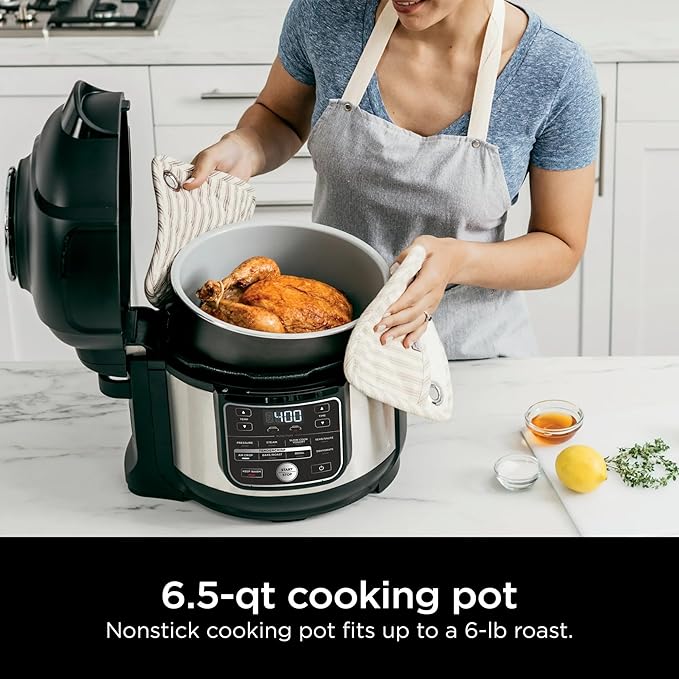 Ninja Foodi 10-in-1 Pressure Cooker & Air Fryer, 6.5-Qt Stainless Multicooker with TenderCrisp Technology & Nonstick Pot for Family Meals