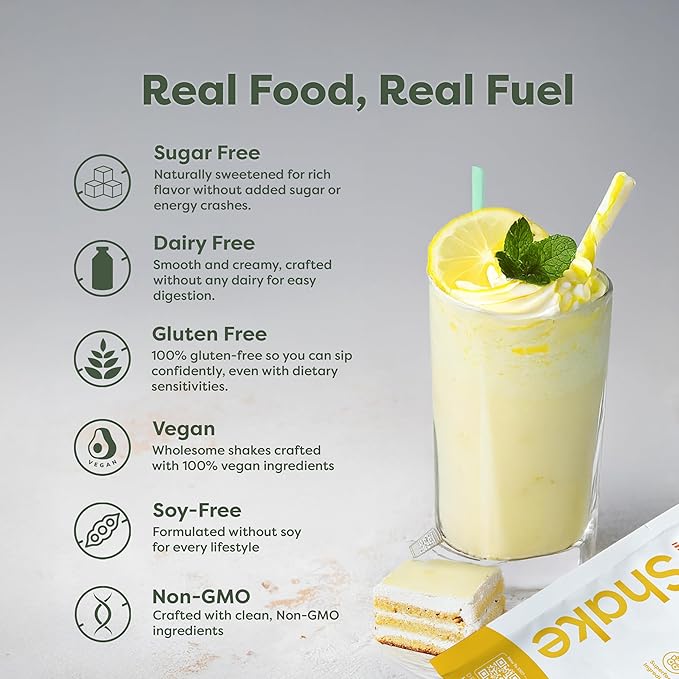 310 Nutrition All-In-One Meal Replacement Shake Powder - Plant-Based Protein Smoothie Blend w/High Fiber, Probiotics & Adaptogens - Low Carb, Vegan, Keto & Paleo Friendly - Lemon Cake - 28 Servings