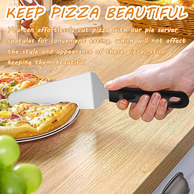 RHBLME 25 Pack Pizza Spatula, Pie Server Pie Cutter Cake Cutter, Stainless Steel Cake Serving Spatula Non Slip Easy to Grip Baking Triangular Spade Plastic Handle Shovel