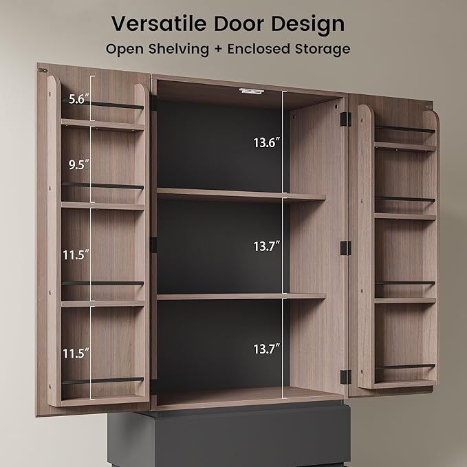 70.8" Kitchen Pantry Cabinet with 3 Drawers Kitchen Storage Food Pantry with 3-Tier Cabinet & Door-Mounted Shelves Hidden Handle Magnetic Closure Freestanding Storage for Dining Room Office