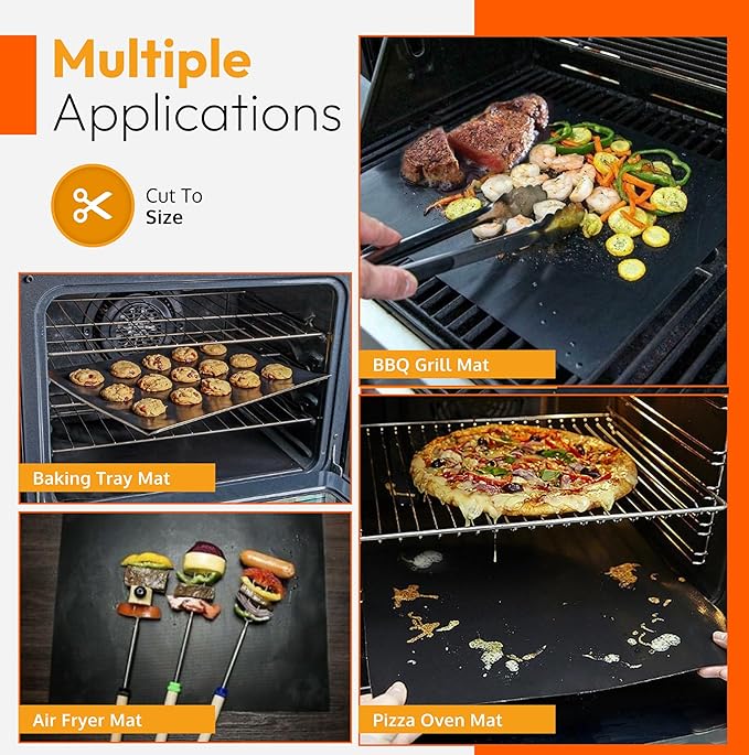 Oven Liners for Bottom of Electric Gas Oven Reusable - 4 Pack Large Heavy Duty Nonstick Teflon Range Mat 17"x 25" - Stove Floor Protector Liner Easy to Clean Reduce Spills Stuck Foods and Clean Up