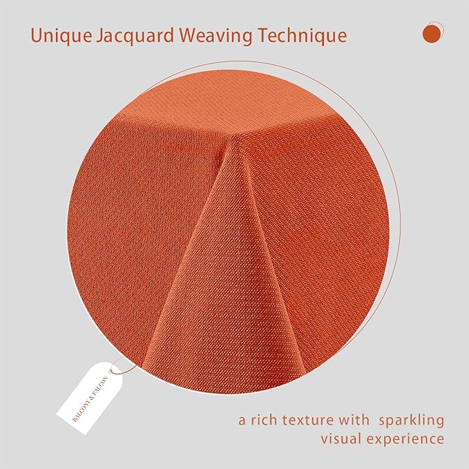 BALCONY & FALCON Rectangle Tablecloth Jacquard Style Water Resistant Table Cover for Autumn Fall Harvest Halloween Thanksgiving Party Dining Kitchen (Vibrant Orange, 55 x 71 inch)