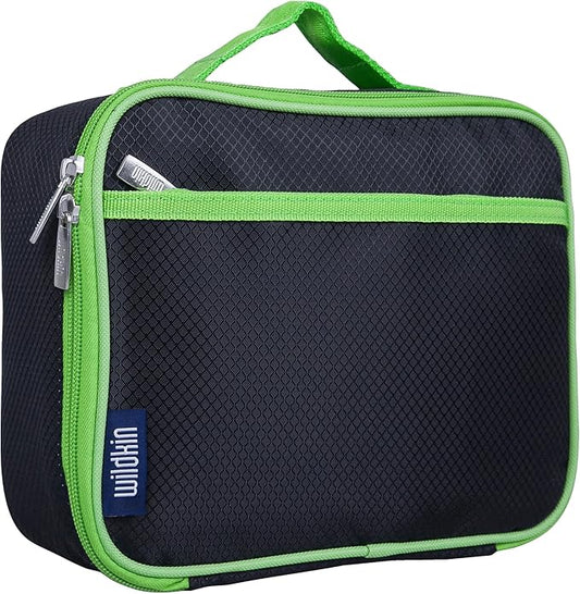 Wildkin Kids Insulated Lunch Box ??Durable and Reusable for School & Travel - Rip-Stop Black/Green