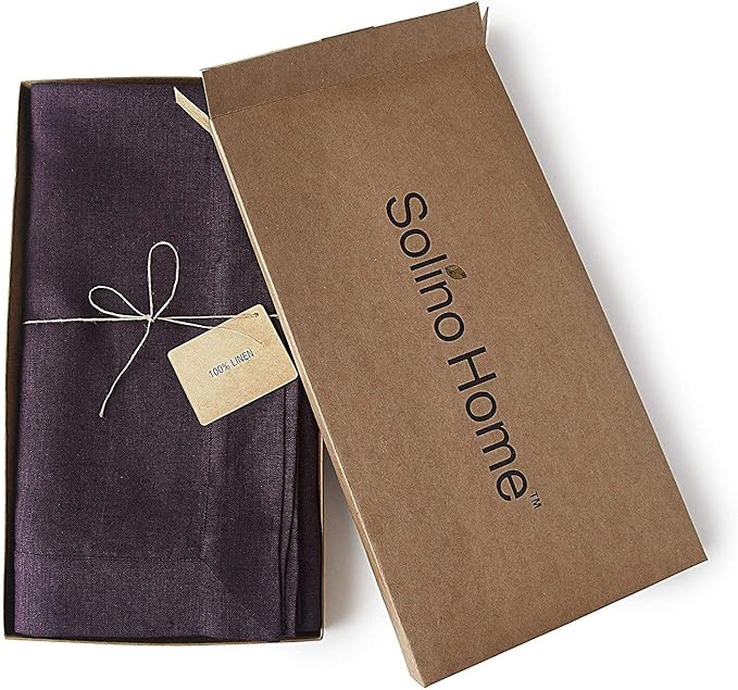 Solino Home Grape Linen Tablecloth 54 x 72 Inch - Athena, 100% Pure Linen Rectangle Tablecloth - Machine Washable Table Cloth for Winter, Valentines, Spring, Easter