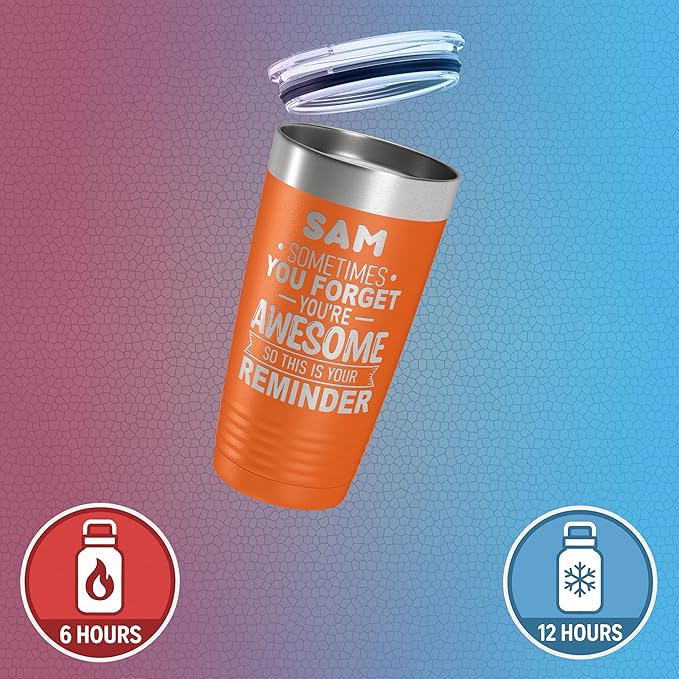 Personalized Inspirational Tumbler, Inspirational Gifts for Men Dad Father Wife Sister Women, Custom Birthday For Him Her, Customized You?셱e Awesome Tumbler, Teacher Coworker Gifts 20oz Orange