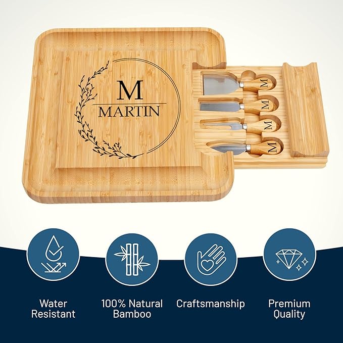 Personalized Cheese Board, Custom Bamboo Engraved Customized Gifts Bridal Shower Gifts Perfect for Personalized Wedding