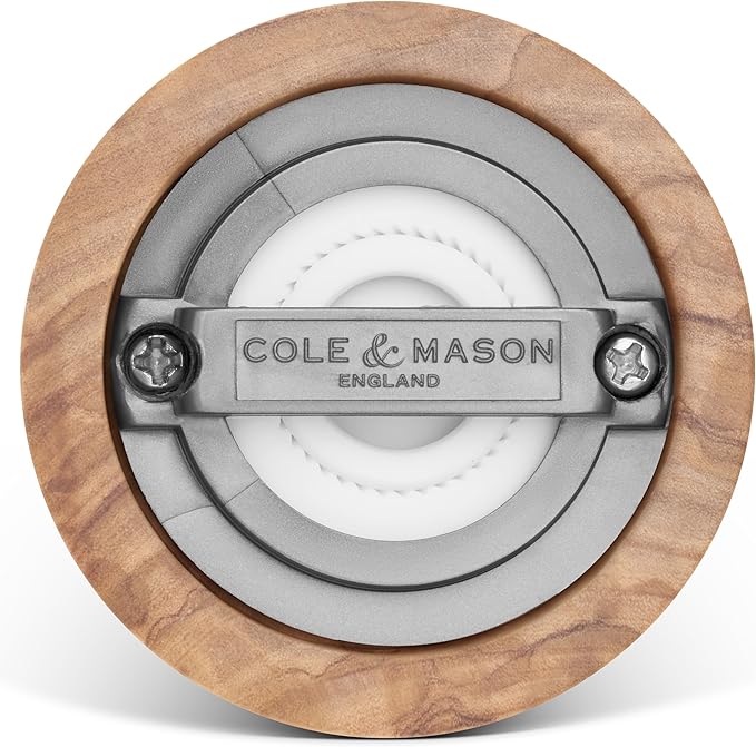 Cole & Mason Bromley Salt Mill, 6" - Salt Grinder with Ultra-Sharp Grinding Mechanism - Flavor-Enhancing Salt Shaker - Refillable Mill with Adjustable Grinding - Olive Wood, Salt Mill