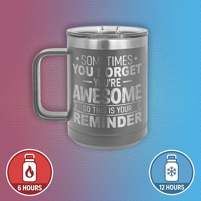 Spotted Dog Company Inspirational Travel Coffee Mug, Inspirational Gifts for Men Dad Father Wife Sister Women, Birthday For Him Her, You?셱e Awesome Tumbler, Teacher Coworker Gifts 15oz Gray