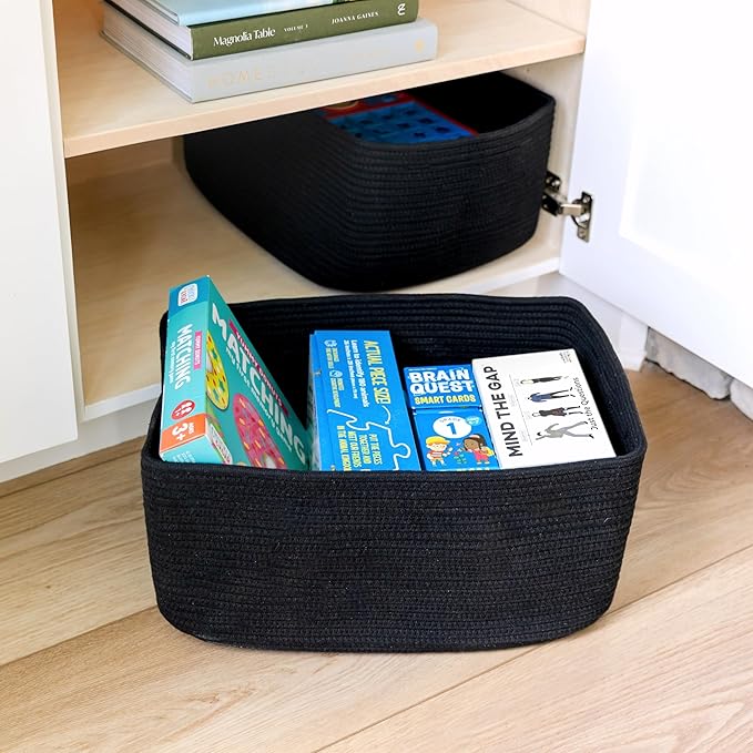 NaturalCozy Storage Baskets 16.8?쓝13?쓝7.6??Cotton Rope Woven Baskets for Organizing 3-Pack | Toy Storage Bins | Basket for Shelves, Laundry, Blanket, Clothes, Closet, Kitchen, Bathroom, Gifts