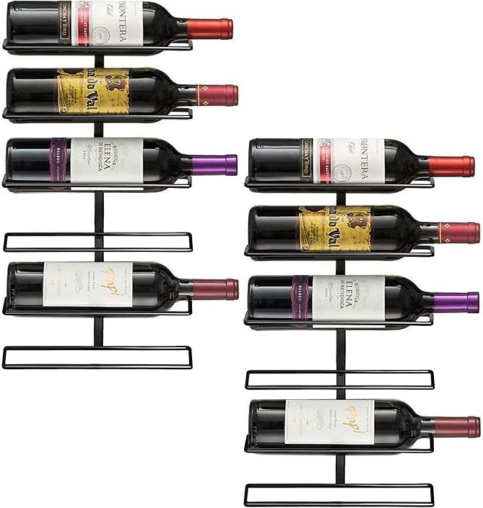 Sorbus Wall Mount Wine Rack ??Holds 6 Bottles ??Black Metal Wine Bottle Holder for Wall, Modern Wine Rack for Home Bar, Kitchen