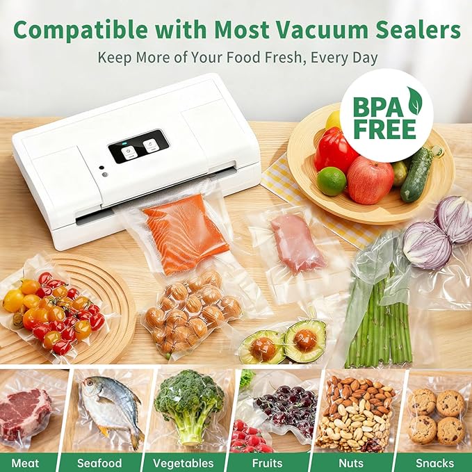 Aotto Vacuum Sealer Bags for Food - 2 Rolls 11" x 50' Commercial Grade BPA Free Vacuum Seal Bags for Food Storage, Meal Prep and Sous Vide