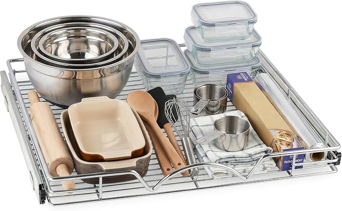 HOLDN??STORAGE Pull Out Cabinet Organizer, Heavy Duty Caddy w/Lifetime Limited Warranty -20?쓂 x 21?쒭 - Requires At Least 21-1/4??Cabinet Opening, Steel Metal Cabinet Drawers Slide Out, Chrome