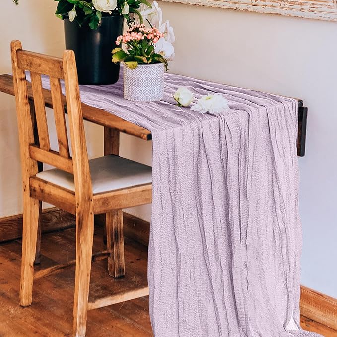 2 Pack Cheesecloth Table Runner 10Ft Christmas Gauze Boho Table Runners for Wedding Decor Bridal Shower Decorations Baby Shower Party(35" x 120")