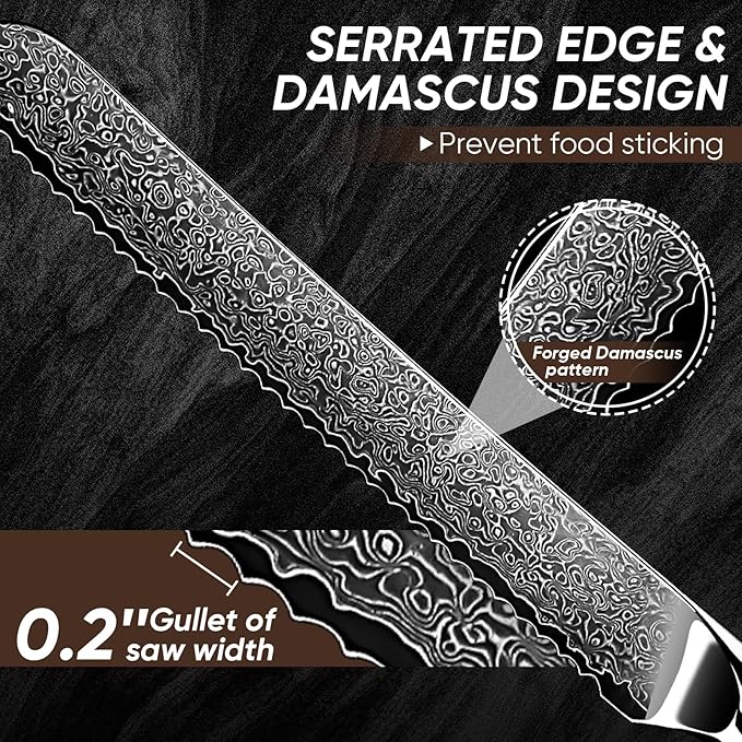 Purple Dragon Bread Knife for Homemade - 8 Inch Serrated Knife for Slicing Sourdough Bread, Cake & Fruits - Christmas Gift for Men and Women