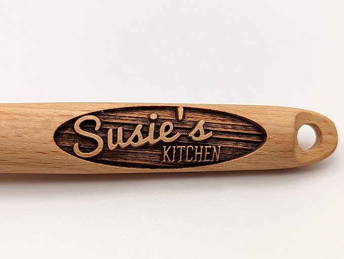 Personalized Engraved Wooden Spoon ??Custom Name & Kitchen Script | Solid Beech Wood Cooking & Baking Gift
