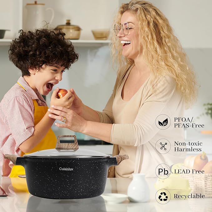 23-Piece Nonstick Pots and Pans Set ??Granite Cookware Set, PFOA-Free ??Includes Frying Pans, Saucepans, Griddle, Egg Pan ??Induction, Gas, Electric Compatible ??Black