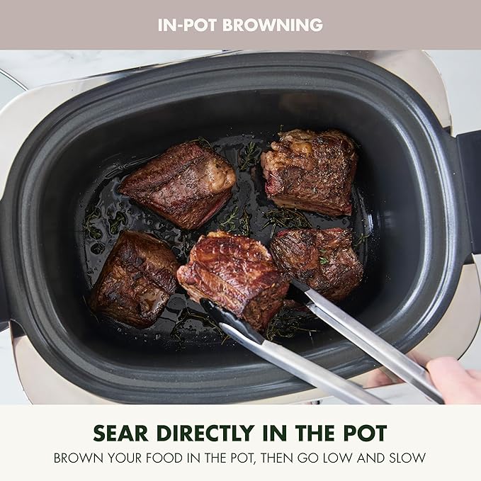 GreenPan Elite 14-in-1 Programmable 6QT Electric Slow Cooker, Dishwasher Safe Lid & Removable Crock, PFAS-Free Healthy Ceramic Nonstick Multi-Cooker, Sear, Saut챕, Brown, Steam Basket, Roast, Clay