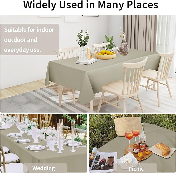 Easy-Going Faux Linen Waterproof Spill-Proof Tablecloth Stain Resistant Rectangle Table Cloth Wrinkle Free Decorative Fabric for Kitchen, Dining, Party, Weddings, Restaurants (52x70 in, Linen)