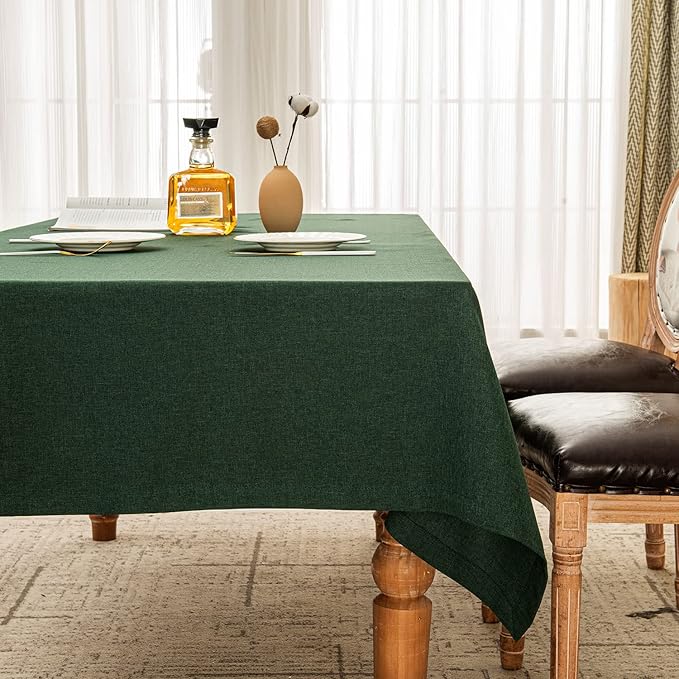 BALCONY & FALCON Table Cloth for 6ft Rectangle Tables ??Waterproof Wrinkle-Free Farmhouse Tablecloth for Dining, Kitchen, Wedding, Christmas Holiday Gatherings (Hunter Green, 55" x 95")