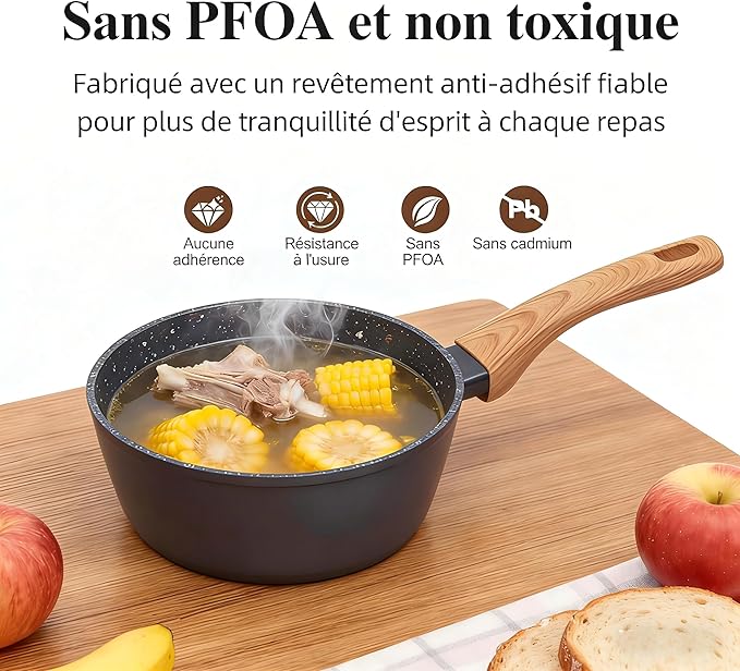 2-Piece Nonstick Cookware Set, 10.25 Inch Frying Pan & 1.43QT Saucepan with Lid | PFAS & PFOA Free Non-Toxic Coating | Induction Compatible, Dishwasher Safe | Pots and Pans Set for Beginner Kitchen