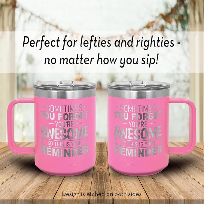 Spotted Dog Company Inspirational Travel Coffee Mug, Inspirational Gifts for Men Dad Father Wife Sister Women, Birthday For Him Her, You?셱e Awesome Tumbler, Teacher Coworker Gifts 15oz Pink