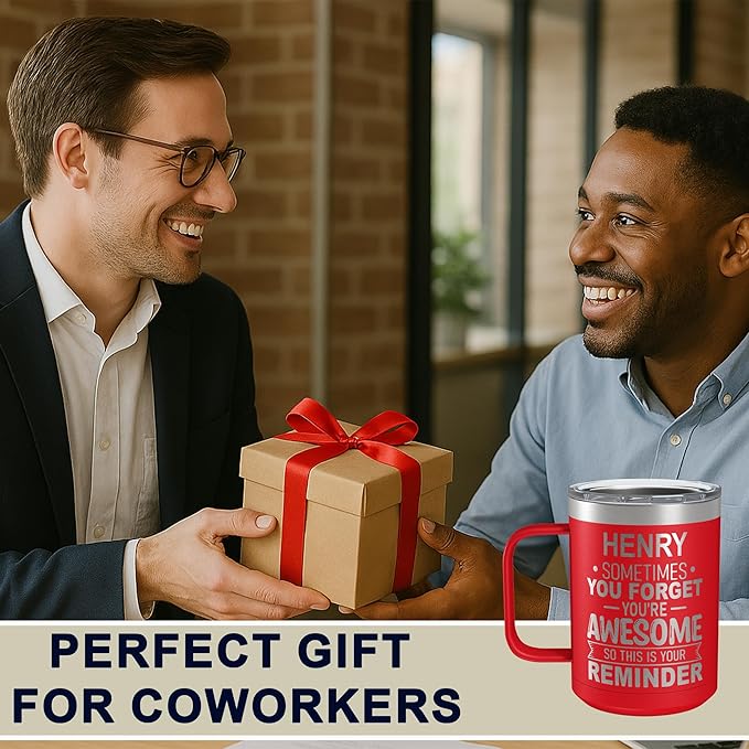 Personalized Inspirational Travel Coffee Mug, Inspirational Gifts for Men Dad Wife Sister Women, Custom Birthday For Him Her, Customized You?셱e Awesome Tumbler, Teacher Coworker Gifts 15oz Red
