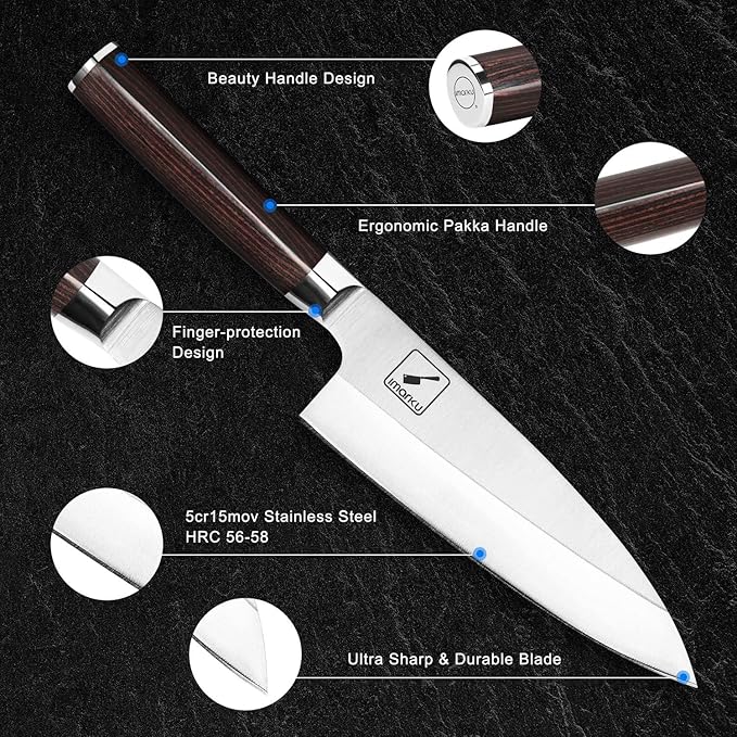 imarku 7 Inch Deba Knife,Ultra Sharp Sushi Knife,Ultimate Japanese Kitchen Knife with Stainless Steel Single Bevel,Fish Fillet Knifes for Fish Cutting with Ergonomic Handle, Christmas Gifts
