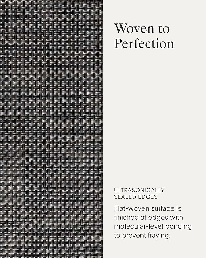Chilewich Basketweave Placemats in Carbon - Set of 4 - Easy Care Woven Tabletop Textiles - Indoor/Outdoor - 19" x 14" Rectangle