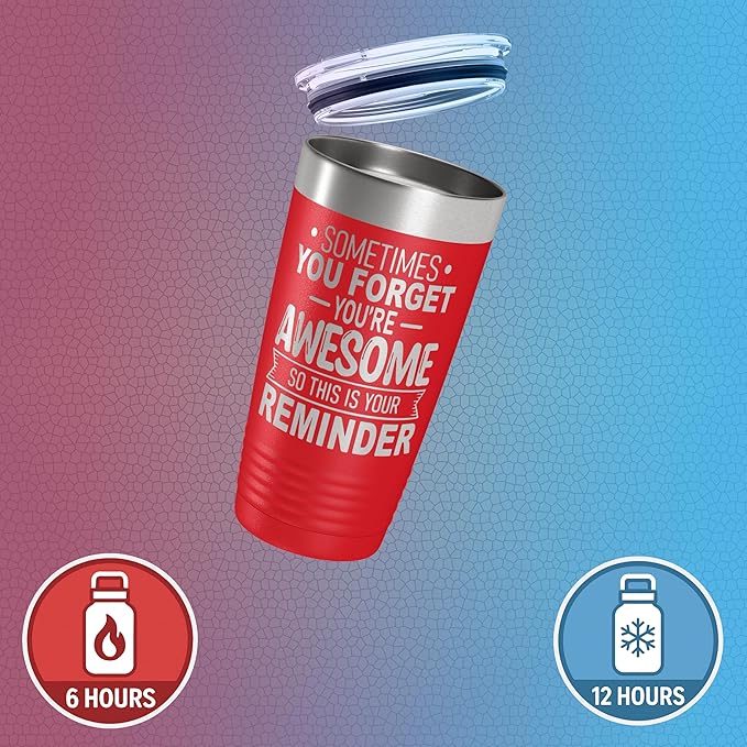 Spotted Dog Company Inspirational Tumbler, Inspirational Gifts for Men Dad Father Wife Sister Women, Birthday For Him Her, You?셱e Awesome Tumbler, Teacher Coworker Gifts 20oz Red