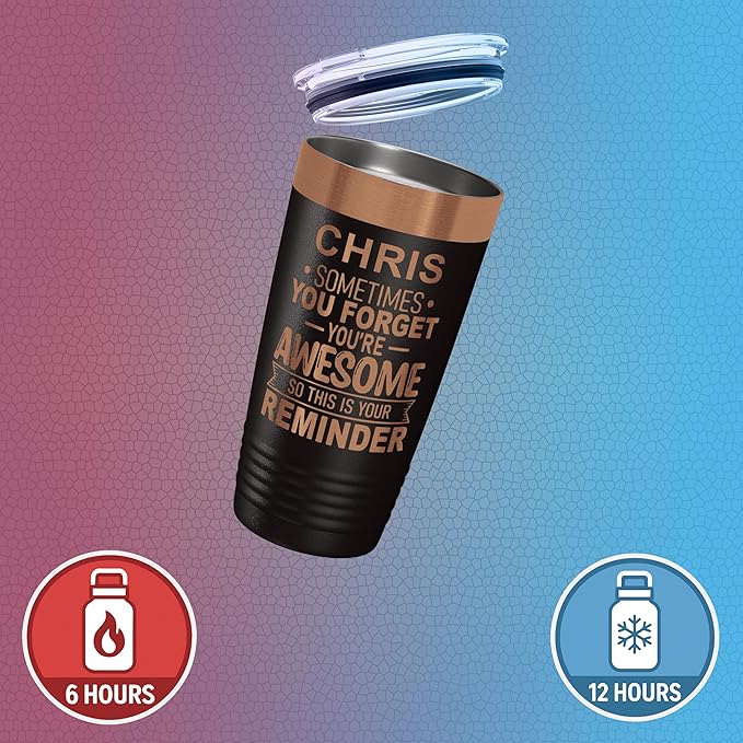 Personalized Inspirational Tumbler, Inspirational Gifts for Men Dad Father Wife Sister Women, Custom Birthday For Him Her, Customized You?셱e Awesome Tumbler, Teacher Coworker 20oz Black Copper