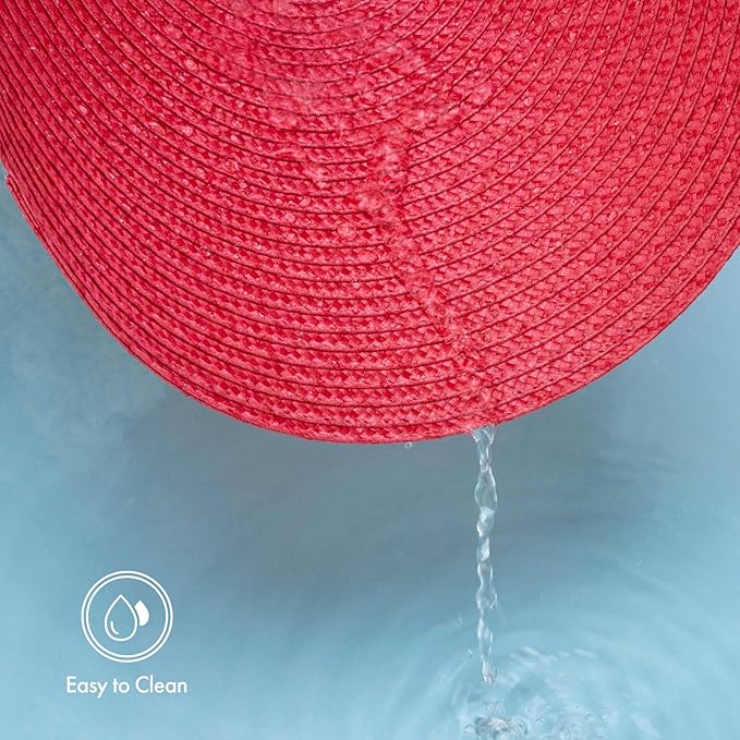 Winknowl Round Braided Placemats Set of 6 Washable Woven Heat Resistant Table Mats for Kitchen Dining Tables 15 inch Round Place Mats (Red,6pcs)
