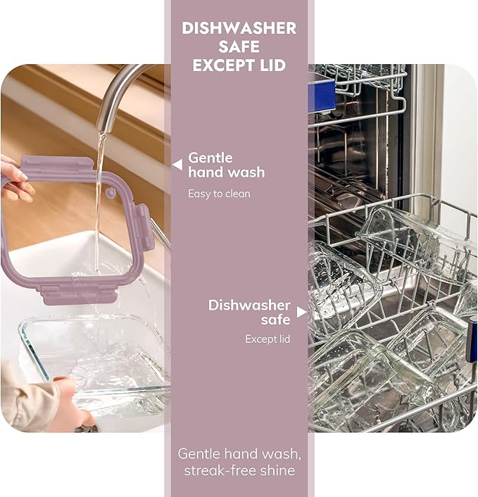 10-Pack Glass Food Storage Containers with Tempered Lids ??Borosilicate, Airtight, Oven-Safe (-4째F~950째F), BPA-Free, 4.4 & 1.6 Cup, Leak-Proof, Dishwasher Safe (Pink)