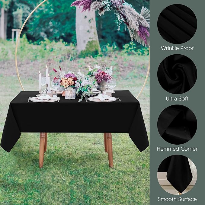 Utopia Kitchen Square Table Cloth 2 Pack(54x54 Inches, Black), Tablecloth Machine Washable, Polyester Table Cover for Dining, Buffet Parties, Picnics, Events, Weddings and Restaurants