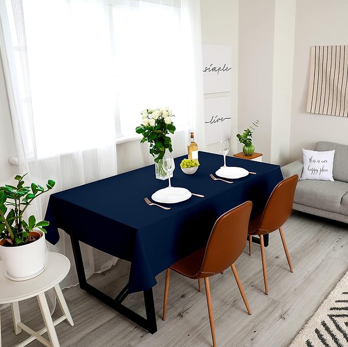 Utopia Kitchen Rectangle Table Cloth 2 Pack(60x102 Inches, Navy Blue), Tablecloth Machine Washable, Polyester Table Cover for Dining, Buffet Parties, Picnics, Events, Weddings and Restaurants