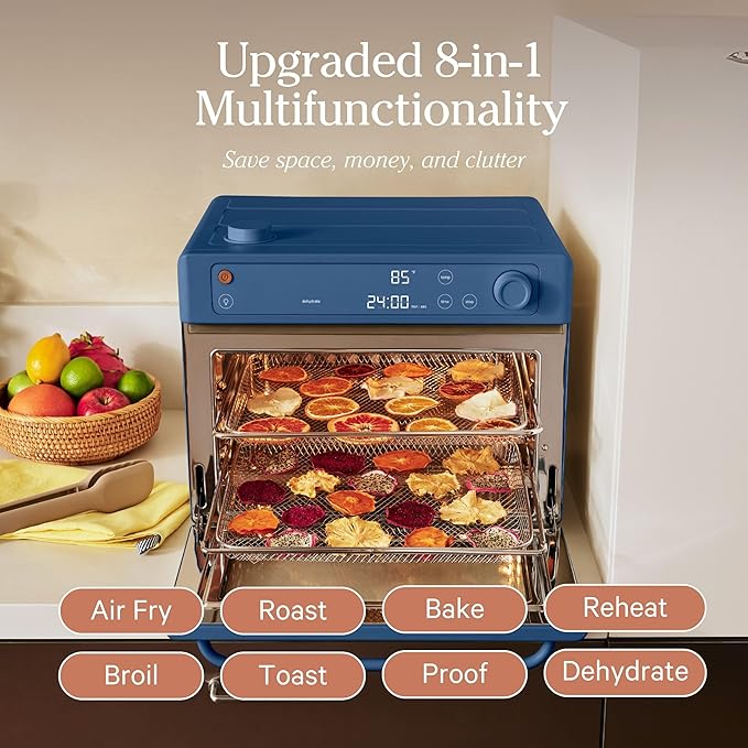 Our Place Large Wonder Oven | 6-in-1 Stainless Steel Air Fryer Toaster Oven Combo with Basket, Rack, Pan & Tray | 3-Rack, 32 QT, Large Capacity - Toast, Roast, Bake, Reheat, Broil & Steam | Blue Salt