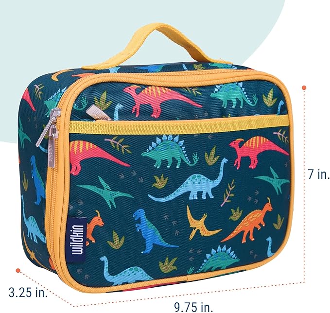 Wildkin Kids Insulated Lunch Box ??Durable and Reusable for School & Travel - Jurassic Dinosaurs