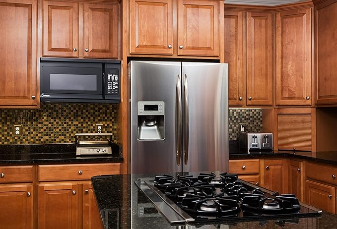 Impecca OM-1600K 1.6 cu. ft. Over-the-Range 30??Microwave Oven 1000 Watts, with Surface Light, 2 Speed Vent System, Touch-pad Controls, Digital Clock, Timer, LED Display and Child Lock, Black