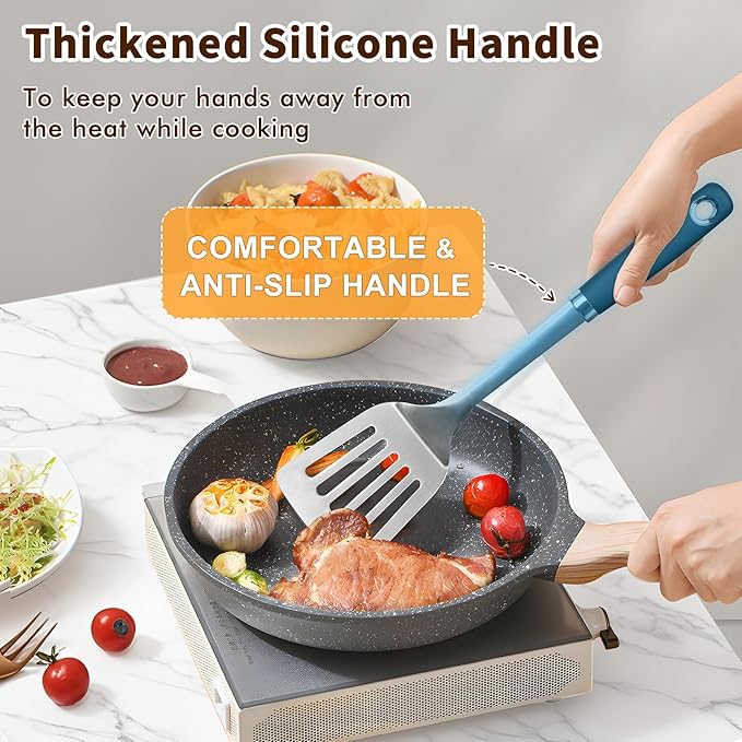 Stainless Steel Spatula, Metal Spatula Solid Turner, Heavy Duty Sturdy Spatulas for Kitchen Use, High Heat Resistant Cooking Utensils for Fish Eggs Pancakes, Dishwasher Safe, Easy to Clean, Silver