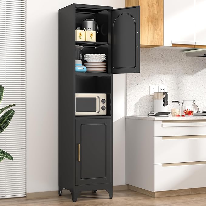 Tall Bathroom Storage Cabinet,Freestanding Storage Cabinet with Doors and Shelves,Slim Bathroom Cabinet,Small Cabinets for Living Room,Pantry